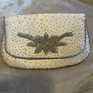 Vintage Handbeaded Ivory Evening Bag Clutch Purse Hong Kong